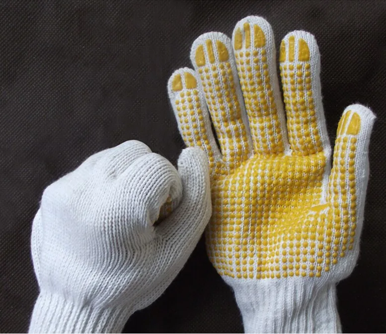 5 пара/лот желтый бисер рабочие перчатки точка латексные перчатки с резиновой защитой от скольжения для рук Рабочая защитная G0415