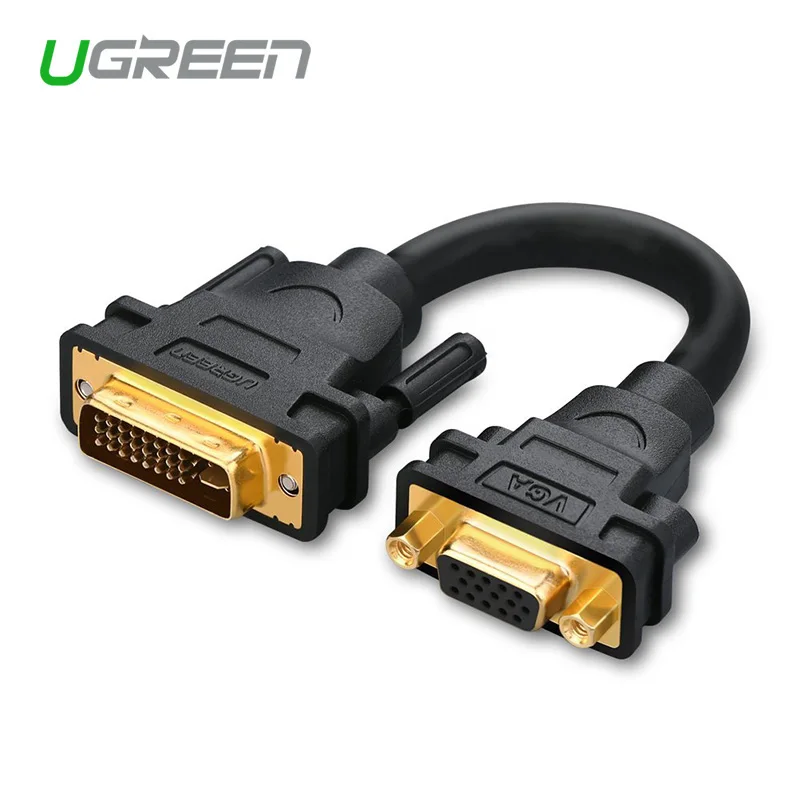 UGREEN с DVI на VGA адаптер кабель высокого Разрешение DVI-I DVI 24 + 5 Pin типа «папа» to VGA Женский позолоченый кабель монитора