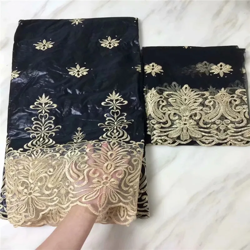 

High Quality 5Yards Bazin Riche Getzner 2018 New Design African Bazin Riche Getzner Fabric+2Yards Mesh Tulle Lace With Beads PL3