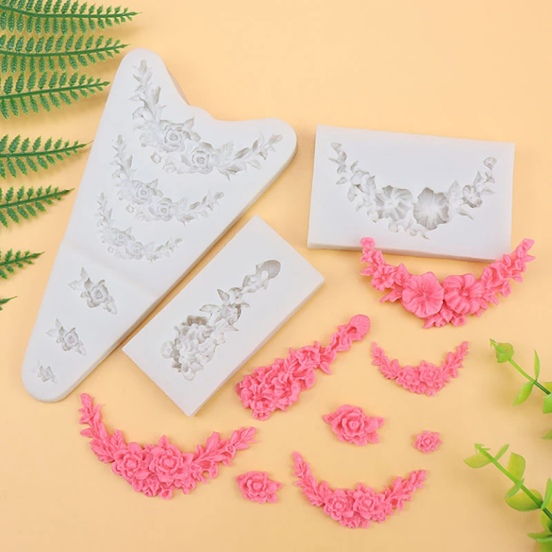 

Small Flowers Lace Border Silicone Mold Fondant Mould Cake Decorating Tools Chocolate Molds, Sugarcraft, Kitchen Gadgets
