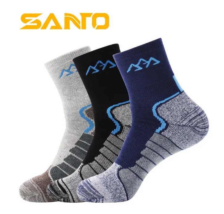 2pairs SANTO Socks Warm Breathable Thick Climbing Hiking Cycling Cross