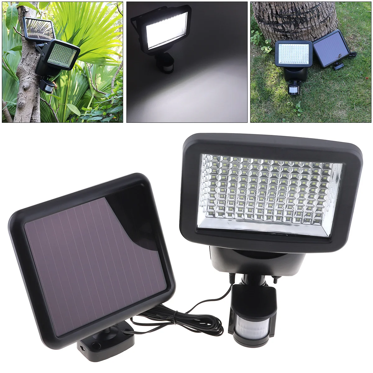 

Waterproof LED Solar Light 4W 120 LED Solar Panel PIR Motion Sensor Flood Security Light with 3 Modes for Garden/Emergency