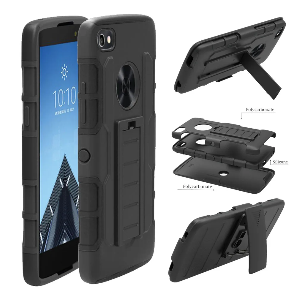 

Heavy Duty Hard Armor Case Impact Protective idol 5 Cover With Kickstand Belt Clip Holster Case For Alcatel Idol 5 (US Version)