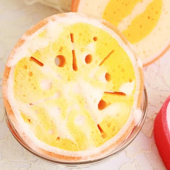 

4PCS's cutest bathing cantaloupe, strawberry, orange, mango bathing lotion is easy to cause foam, soft and does not harm your
