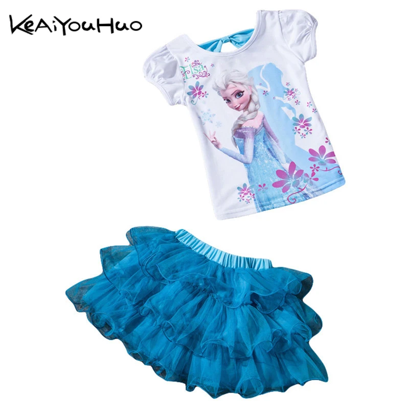 

Summer Toddler Baby Girls Clothes Sets Cartoon MOANA Costume Elsa Anna T-Shirt+ Skirt Kids Outfits Children Clothing Sport Suits