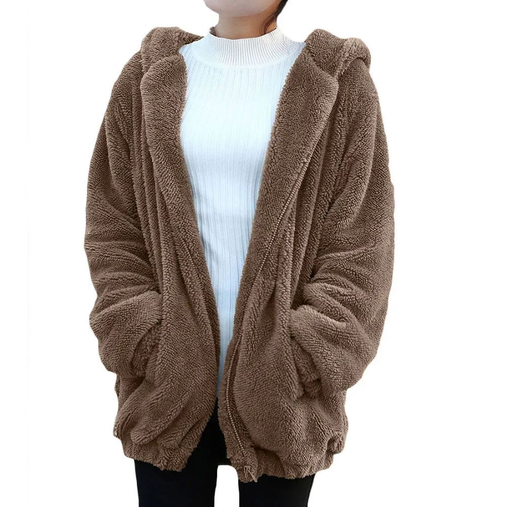 

2019 Women Hoodies Zipper Girl Spring Loose Bear Ear Kawaii Hoodie Hooded Jacket Warm Outerwear Coat Cute Sweatshirts Plus Size
