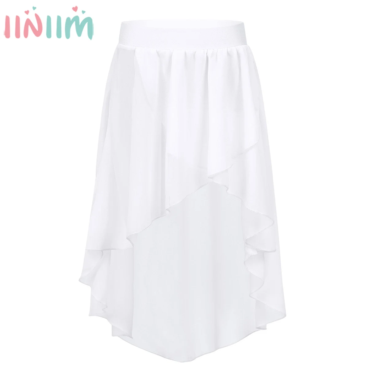 

iiniim Kids Girls High-Low Elastic Waistband Chiffon Skirt for Ballet Jazz Dance Studio Practice Performance Tutu Ballet Skirts