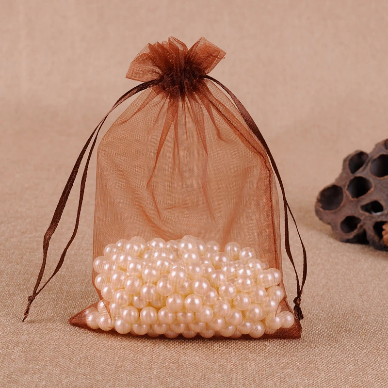 Wholesale Brown Organza Jewelry Bags 30x40cm 50pcs/Lot