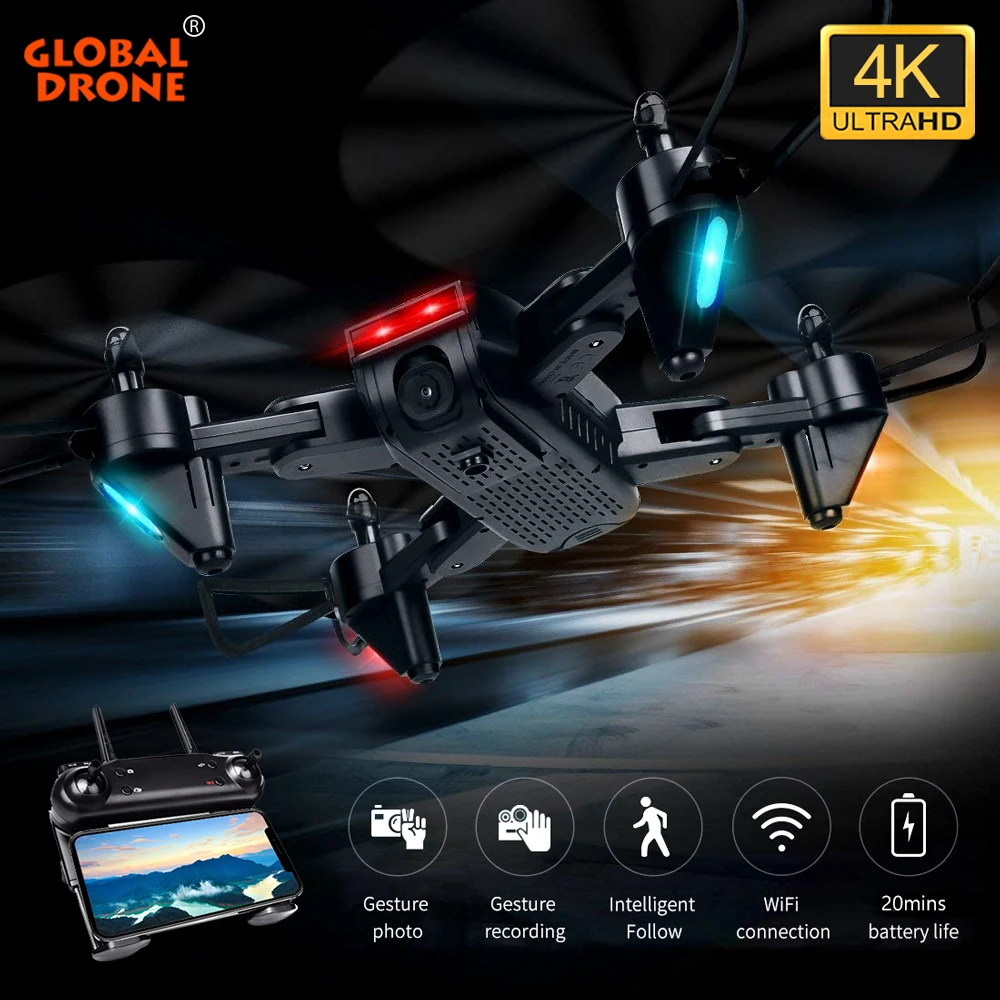 Дрон Global Drone 4K с камерой FPV Квадрокоптер Follow me RC вертолет оптическим потоком Дроны