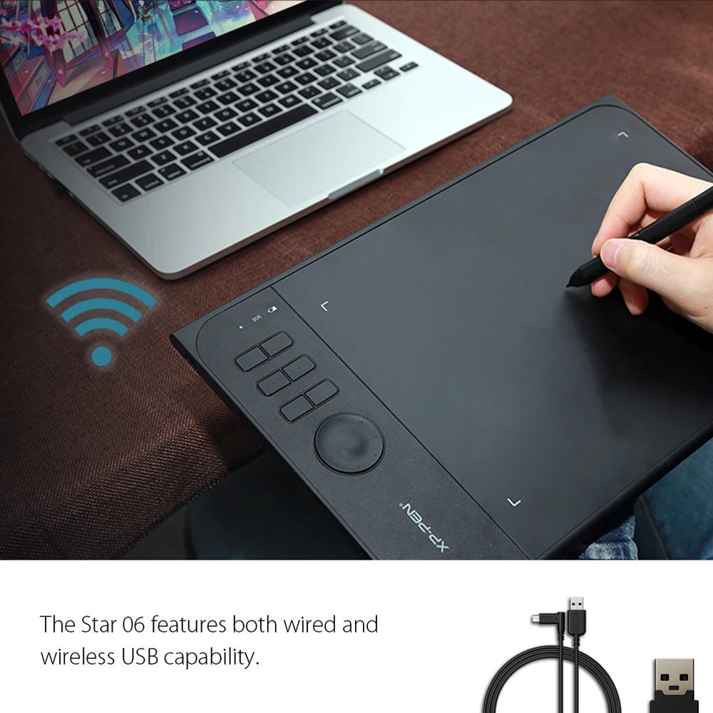 US $87.75 XPPen Star 06 Graphics Drawing Tablet with 8192 levels Pressure Sensivity both Wired and Wireless Mode Design with roller key
