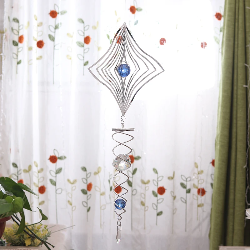  Hot Selling 3D Solid Rotating Crystal Wind-bell Creative Girls Bedroom Hanging Aluminum Pieces Sile - 32967494546
