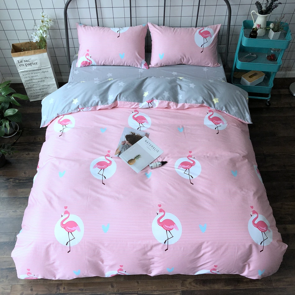 Pink Flamingo Duvet Cover Set Bed Linen Fashion Home Textile Bedding