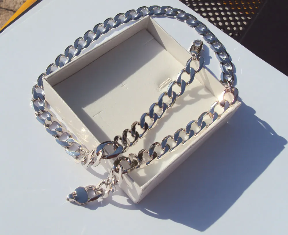 

Solid 14 Carat White Gold GF FINISH Mens Necklace Chain Birthday Valentine Gift valuable