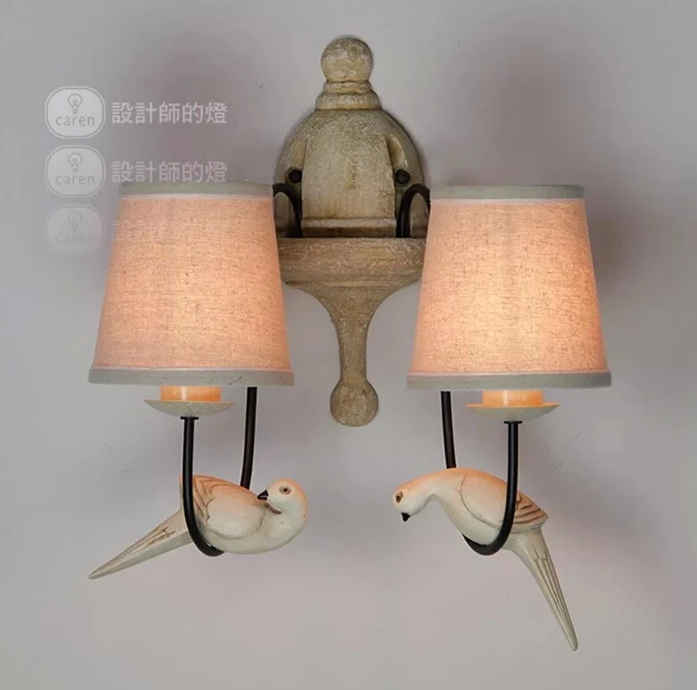 American Country Retro Double Birds Wall Lamp Apliques Pared Vintage Lighting Home Indoor