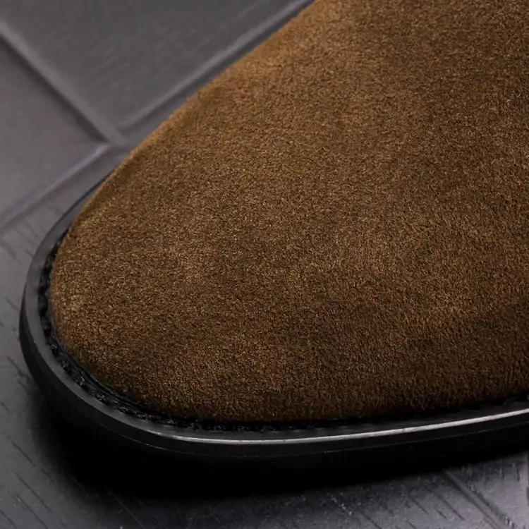 ERRFC Fashion Winter Men Chelsea Boots Brown Slip On Nubuck Trending Man Martin Boots Black Luxury High Top Casual Shoes 38-44 -