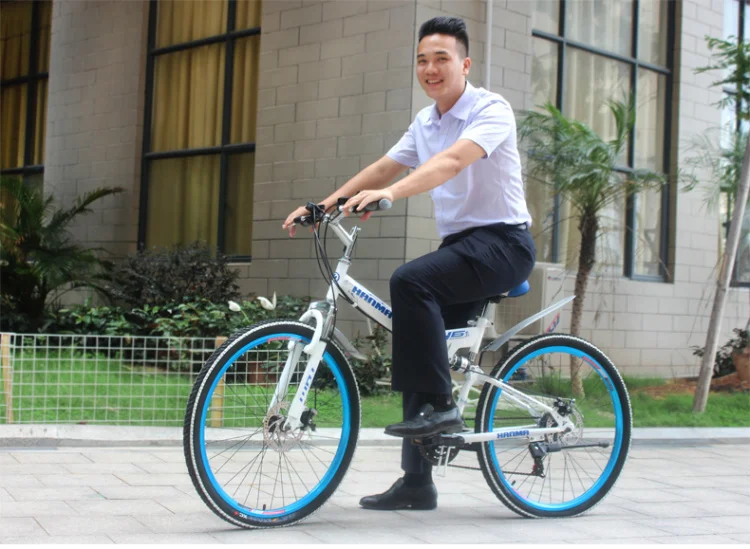 Excellent Freeshipping Folding mountain bike 24 inch 26 inch double disc brakes double shock 21 speed students adult men and women cycling 44