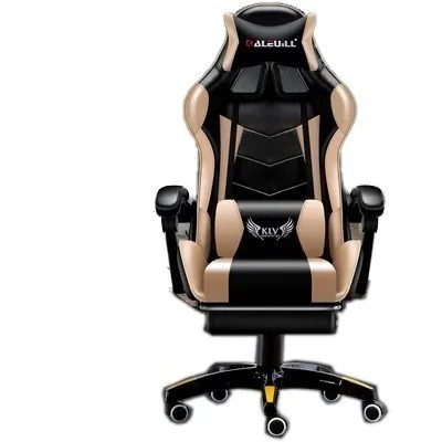 Высокое качество D-2 игровой Poltrona Esports Silla Gamer кресло из искусственной кожи колесо может лежать с подставкой для ног офисная мебель - Цвет: gold and black