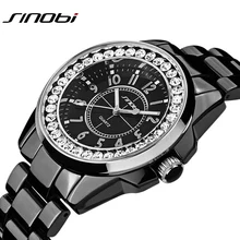 Sinobi luxury Dress Brand Fashion Watch Woman Ladies Gold Diamond relogio feminino Dress Clock female relojes