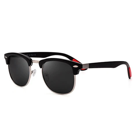 TOYEARN, классические поляризационные солнцезащитные очки, для мужчин и женщин, фирменный дизайн, винтажные очки, полуоправа, для вождения, солнцезащитные очки для мужчин, Oculos De Sol - Цвет линз: C02 Black Silver