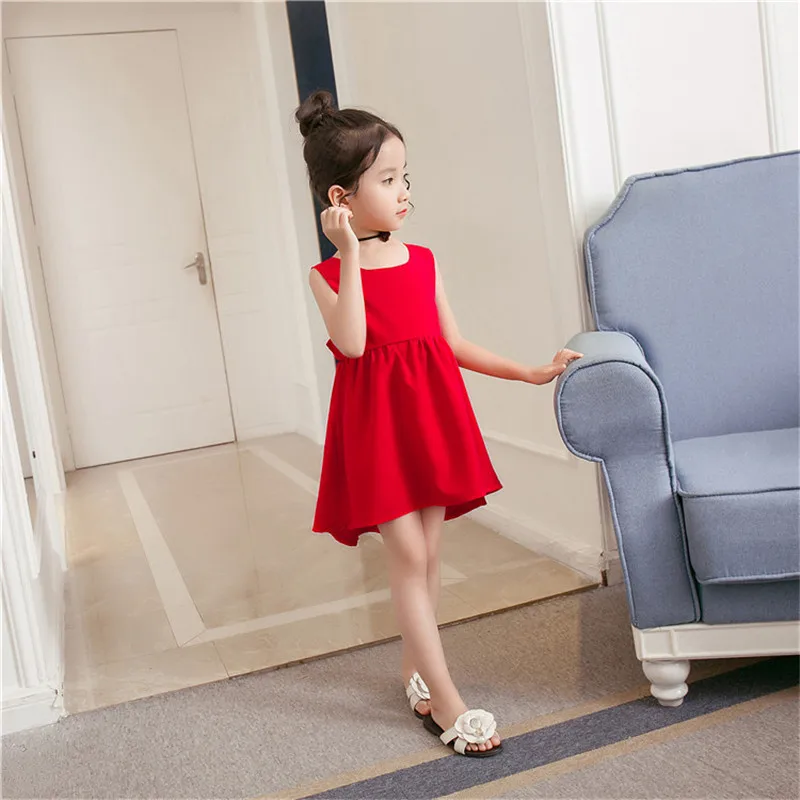 Beautiful Sling Princess Dresses Kids Red Color Back Black Butterfly Strap Cotton Dresse Baby Girls Clothes Children's Clothing02