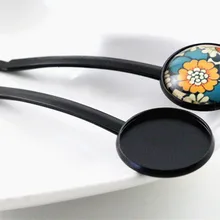 20 мм 10 шт. Высокое качество Черный покрытый медный материал заколки для волос шпилька База Установка Кабошон Камея J6-38