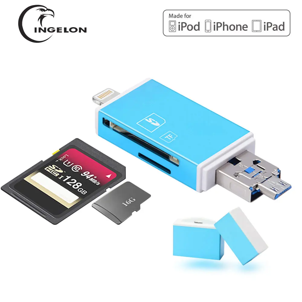 Ingelon Micro SD Adapter Blue Sd Card Reader usb c Microsd Computer Accessories TF Adaptateur OTG for iphone 6 6s5 ipad ipod Mac (1)
