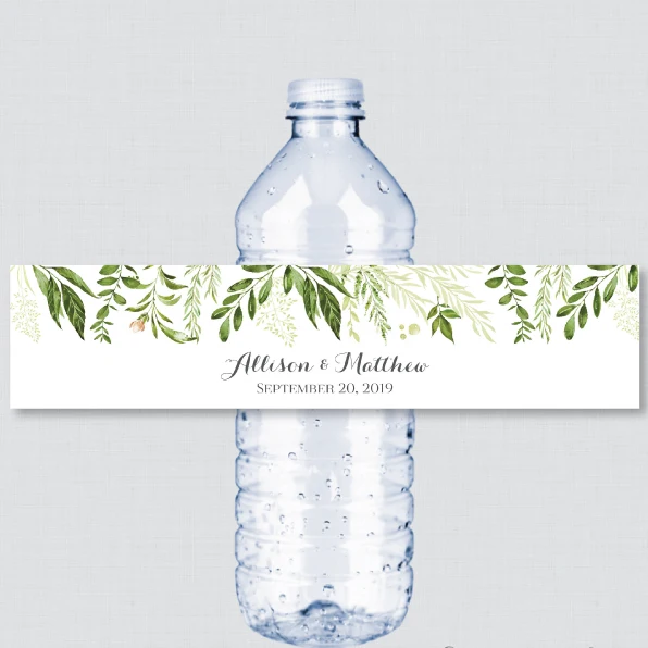 24 шт., зеленые свадебные этикетки для бутылок-зеленые и белые этикетки для бутылок, индивидуальная бутылка с водой