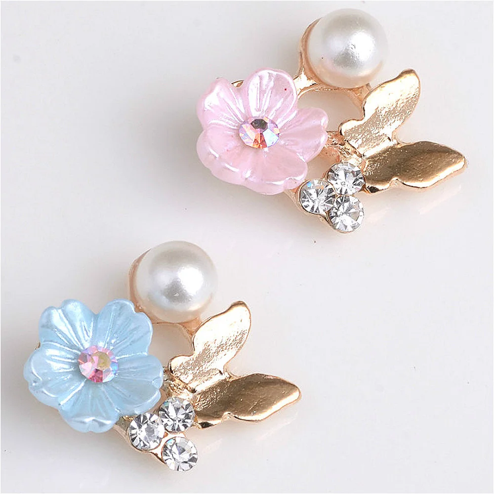 

10pcs/lot 13*14mm Resin Flower Rhinestone Buttons Sewing Embellishment for Craft DIY Hair Bow Wedding Shoes Decorative Buttons