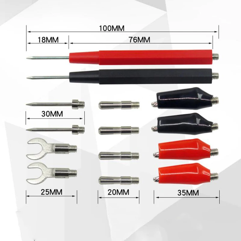 TKDMR набор тестовых проводов Сменные Тестовые провода зонды для цифрового мультиметра Тестовые провода зажимы типа крокодил u-зонд