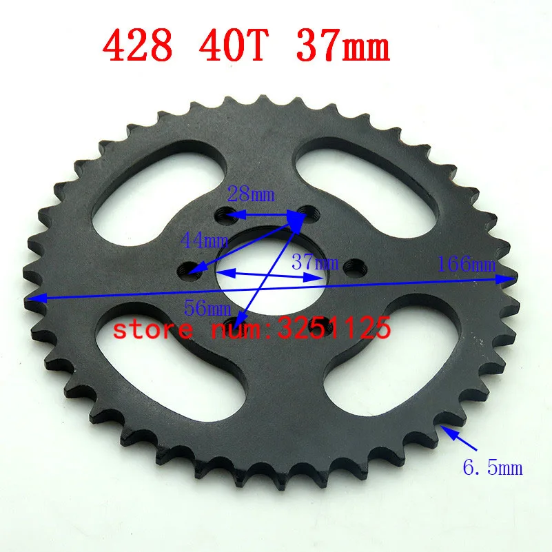 Мото rcycle скутер приводная передача 428 большая Звездочка 40 т зуб 37 мм Задняя цепная Звездочка для 150cc 250cc ATV Quad Pit Dirt Bike moto