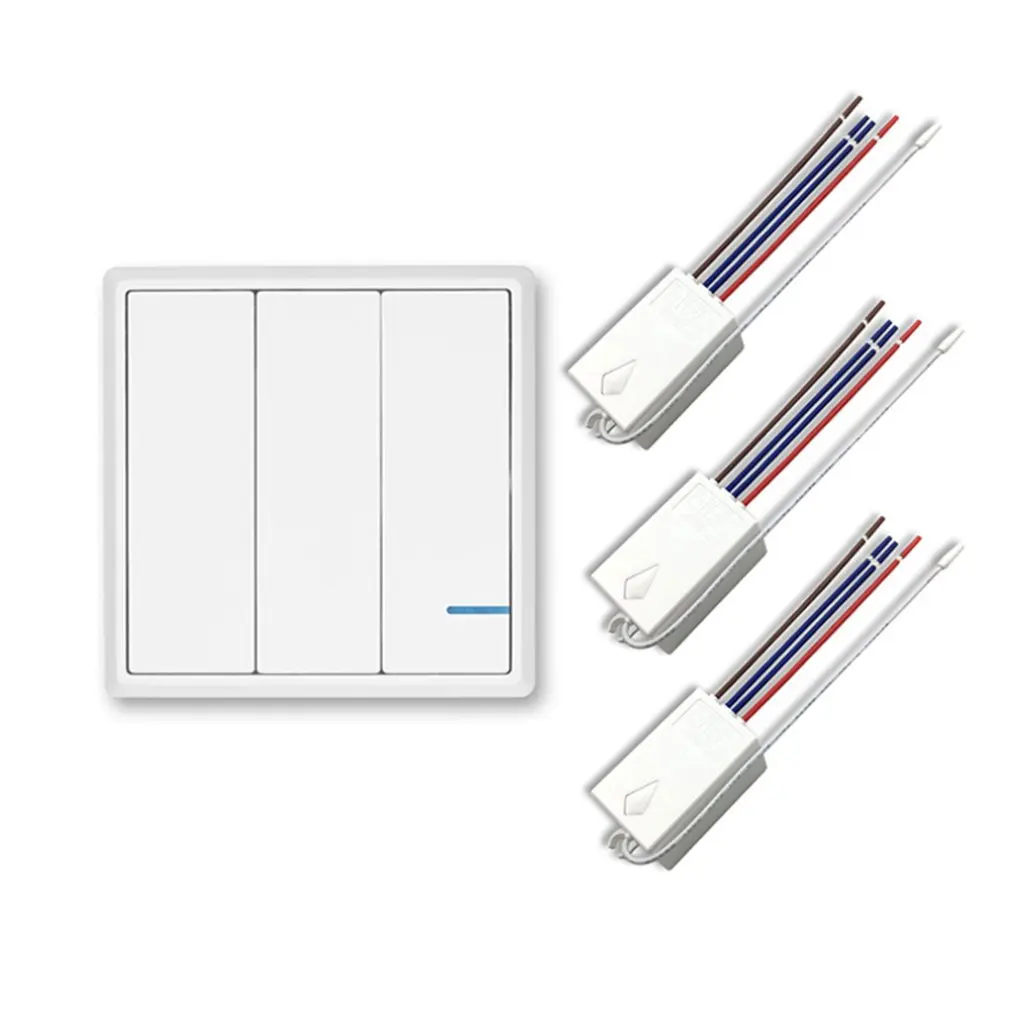 

Panel Wireless Switch Three Button 110V SW-K3&R02 86 Type RF Remote Wall Control Light Waterproof Panel Home Drop Shipping Sale
