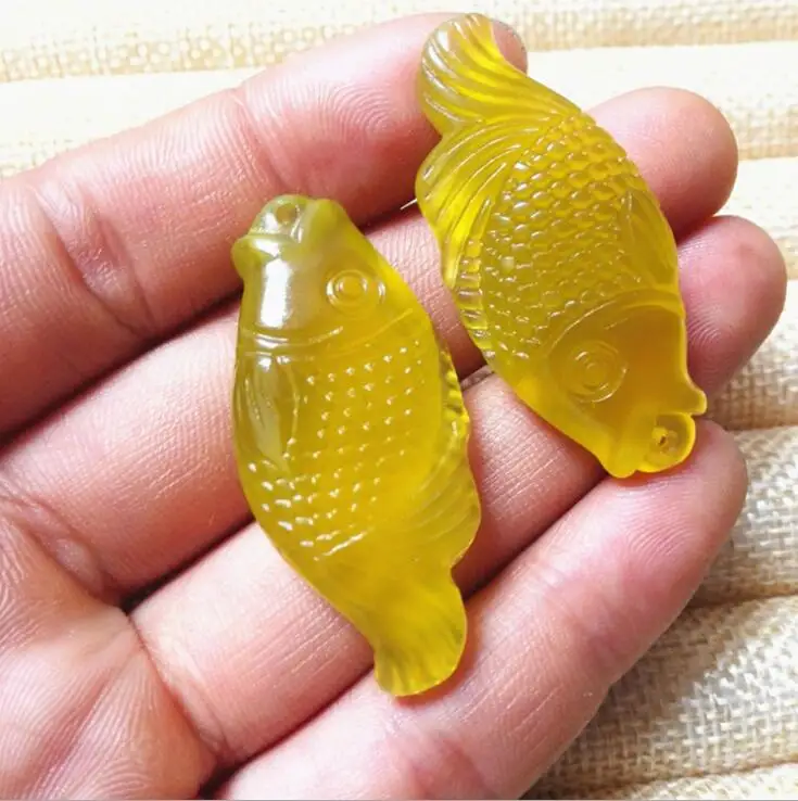 TJP natural Ice of Xiuyan jade Single side carving fish pendant Xiu