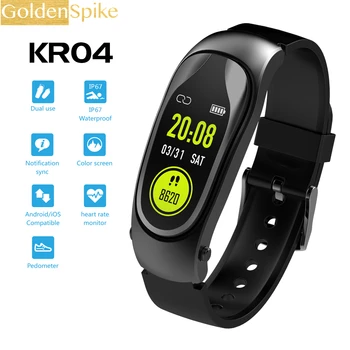 

KR04 Smart Wristband Bluetooth Headset Answer Call Passometer Heart Rate Fitness Bracelet Smart Band Earphone For Android IOS