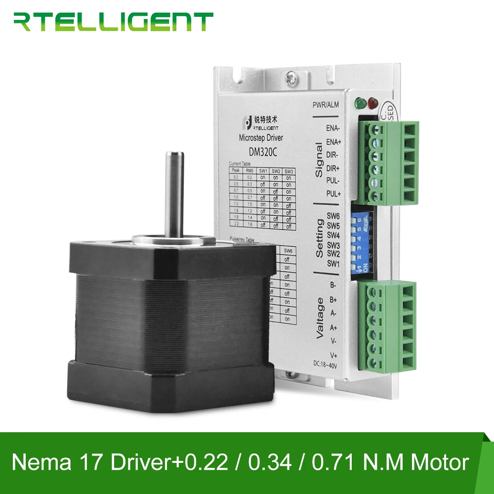 

Special Price Nema 17 0.22N.M 1.2A Stepper Motor 42CM04 with 24-48VDC Nema17 Step Stepper Motor Driver Controller DM320C CNC Kit