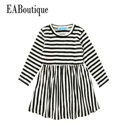 EABoutique/зимние классические модные хлопковые платья в полоску с длинными рукавами для девочек от 2 до 6 лет