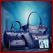 De calidad superior del cocodrilo bolsos de mujer de cuero de alto grado tote bolsa mujeres con 6 sets mujeres bolsas messenger bags comidas valor 10010