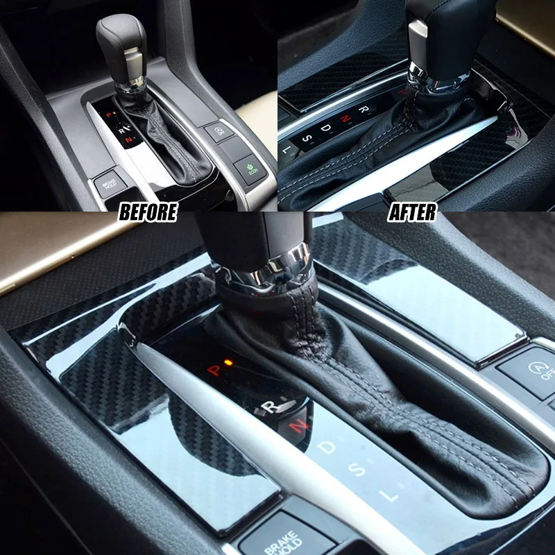 Для Honda Civic 2016 2017 2018 2019 2020 углеродное волокно стиль переключения передач Панель