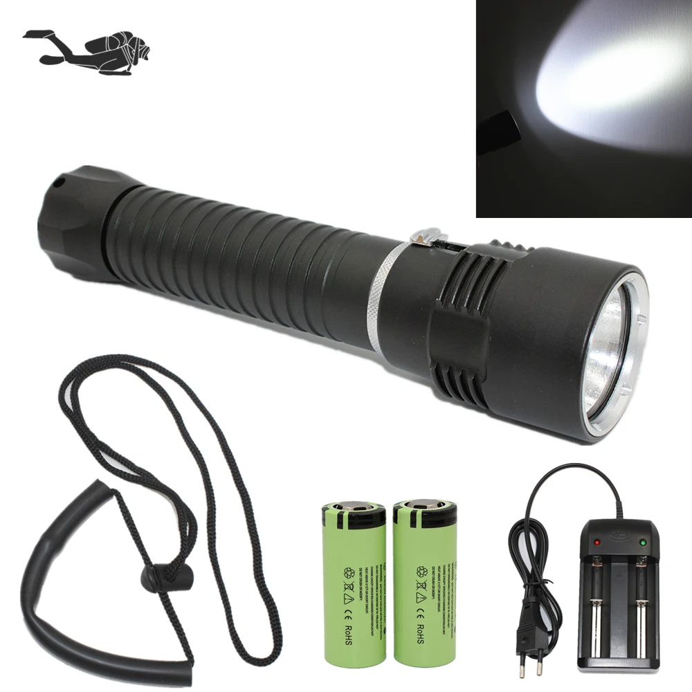Rechargeable Diving Flashlight XHP50 LED Underwater Dive Light