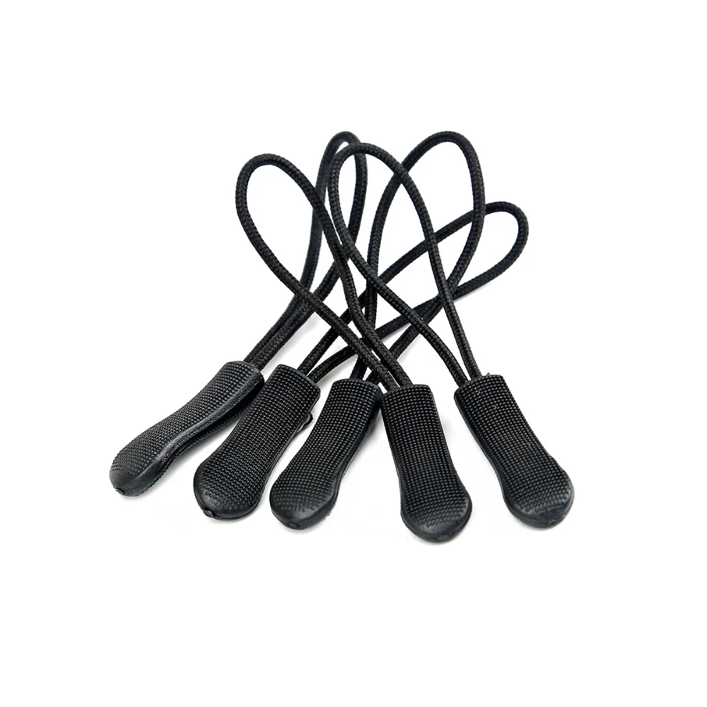 10/20pcs Pack Zipper Pull Cord Strap Fastener Black/White Camping Gym Suit Outdoor Backpack Garment Bag Parts Accessories