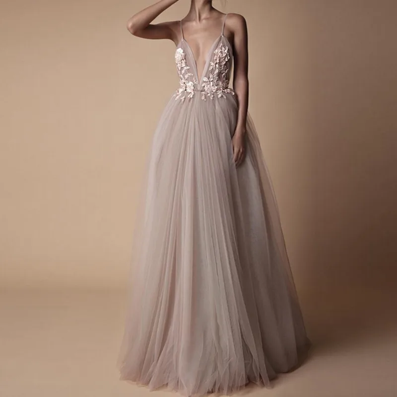

robe longue Vestido De Festa Longo Spaghetti 2019 Gowns Custom Made Simple Dresses Long Robe De Soiree 2018 Dress Lace