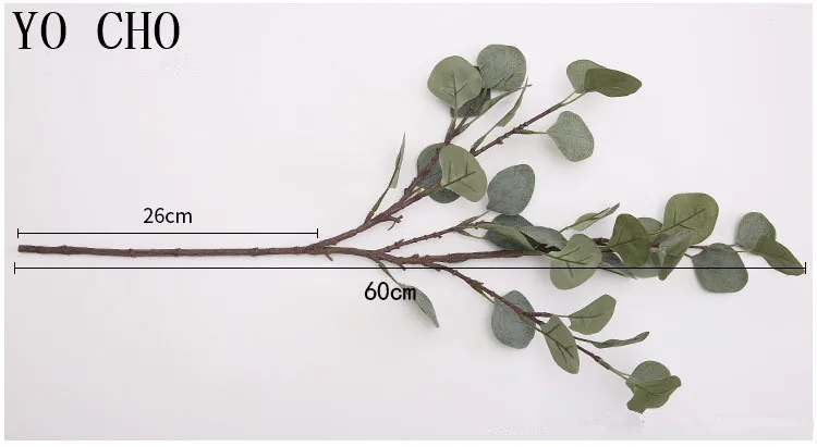 Йо Чо искусственный эвкалипт листья зеленые растения Организация цветы аксессуары золотые деньги листья дома Свадебные осенние украшения