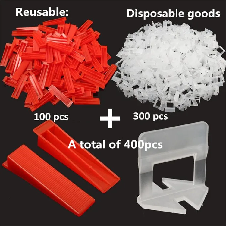 400pcs Tile Leveling System 300 Clips With 100 Wedges Plastic Spacers Tiling Tool Plastic1.5mm Gap Prevent displacement  (6)