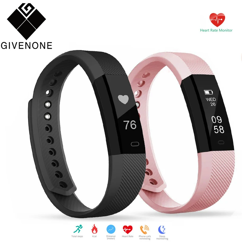 

GIVENONE ID115HR Heart Rate Monitor Smart Band Watch Calorie Pedometer SmartWatch Call Alert Bluetooth Bracelet Fitness Tracker