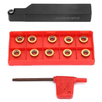 

Lathe Tool Holder Quick Change Tool Holder 1pc SRAPR1616H10 Lathe Turning Tool Holder + 10pcs RPMT10T3MO Inserts Blades With