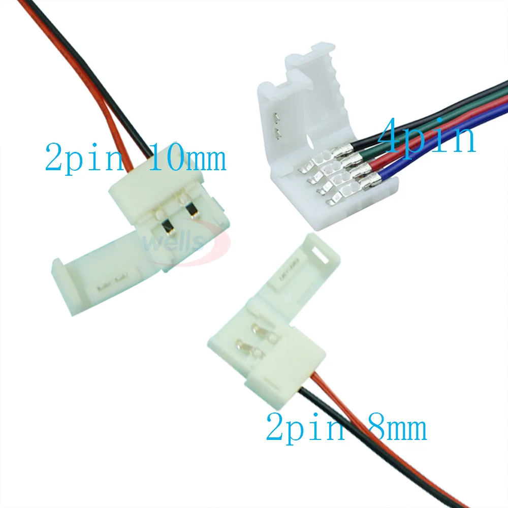 

10pcs 8mm 10mm 2pin & 10mm 4pin Single Head Connecto Cable For 5050 RGB and single Color 5050 3528 LED strip Light