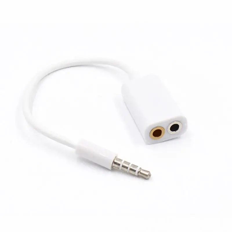 3.5mm Stereo Splitter Audio Male to Female Earphone Headset+ Microphone Adapter For IPhone for Xiaomi /Samsung /Smartphone - Цвет: Белый