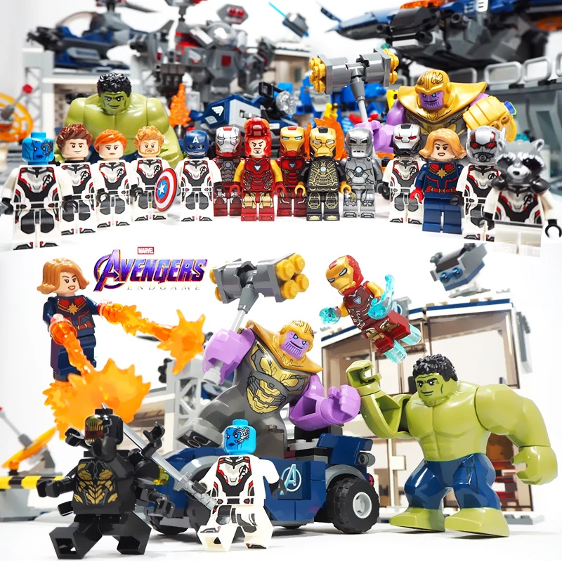 

Marvel Endgame Avengers 4 Minifigs Thor Iron Man Spiderman Pepper Hulk super heroes Building Blocks toys gift