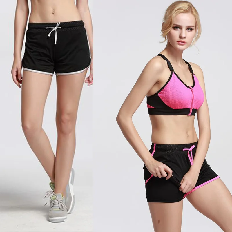 Mesh 2 In 1 Sports Running Shorts Drawstring High Waisted Fitness Gym