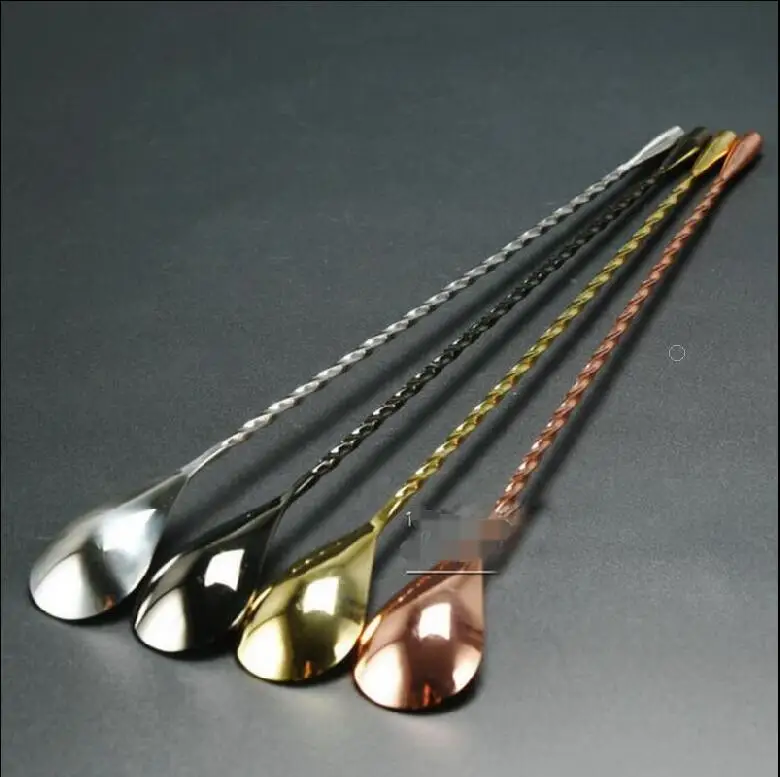 33CM Long wine Tool Stir spoon bar twisted hoffmann plating rose gold bar spoons