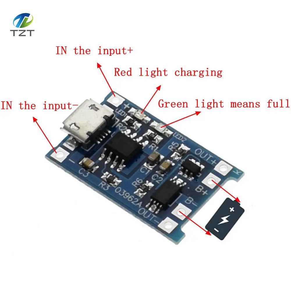 Buy TZT type c / Micro USB 5V 1A 18650 TP4056 Lithium